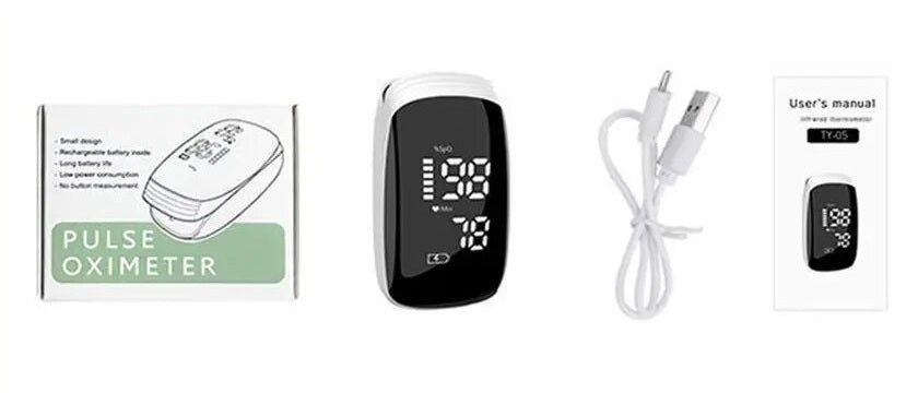 Professionelles Pulsoximeter / Fingersättigungsmessgerät mit LED-Bildschirm, wiederaufladbar über USB